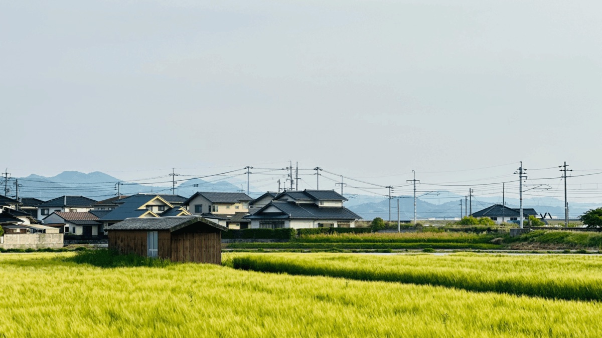 田畑の向こうに広がる住宅地